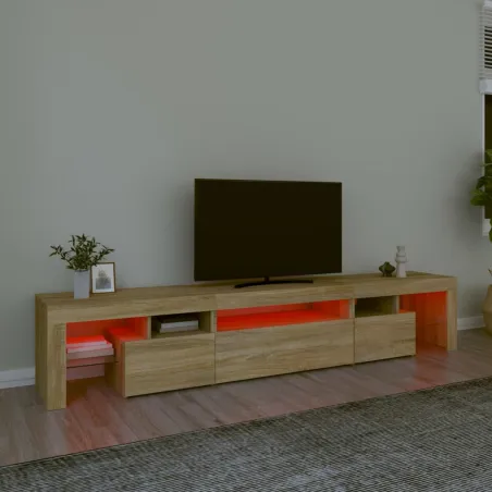 Meuble TV avec lumières LED Chêne sonoma 215x36,5x40 cm