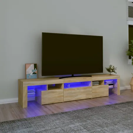 Meuble TV avec lumières LED Chêne sonoma 200x36,5x40 cm