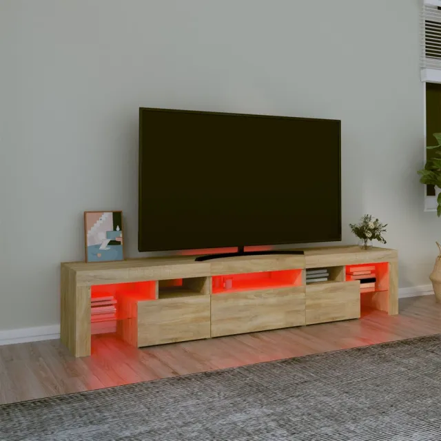 Meuble TV avec lumières LED Chêne sonoma 200x36,5x40 cm