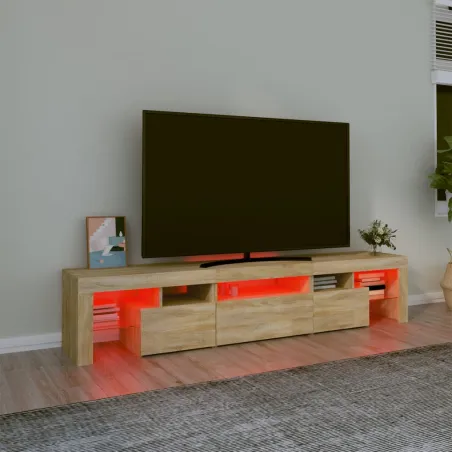 Meuble TV avec lumières LED Chêne sonoma 200x36,5x40 cm
