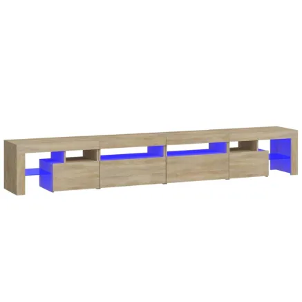 Meuble TV avec lumières LED Chêne sonoma 260x36,5x40 cm 2