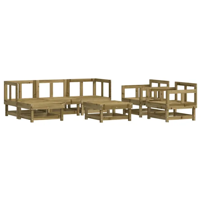 Salon de jardin 7 pcs avec coussins bois de pin imprégné