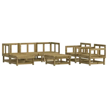 Salon de jardin 7 pcs avec coussins bois de pin imprégné