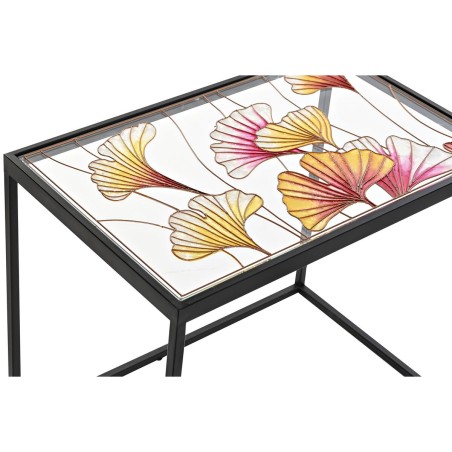 Set of 3 tables DKD Home Decor Yellow Black Pink Golden 60 x 40 x 50 c