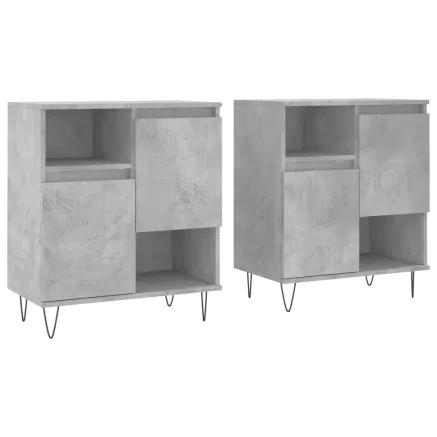 Buffets 2 pcs gris béton bois d'ingénierie 2
