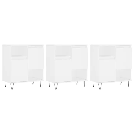 Buffets 3 pcs Blanc Bois d'ingénierie