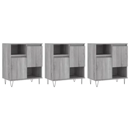 Buffets 3 pcs Sonoma gris Bois d'ingénierie 2