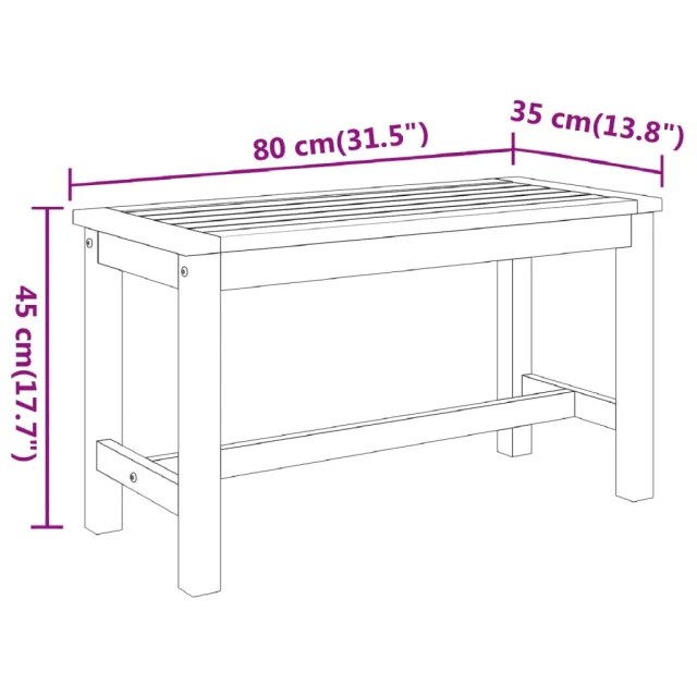 Banc de jardin 80x35x45 cm bois massif d'acacia
