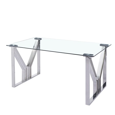 Eettafel DKD Home Decor Kristal Zilverkleurig Transparant Staal 180 x