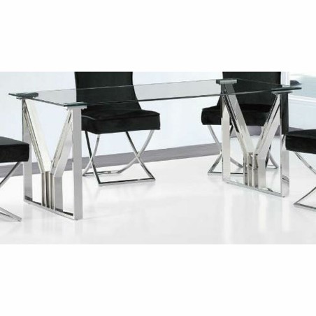 Eettafel DKD Home Decor Kristal Zilverkleurig Transparant Staal 180 x