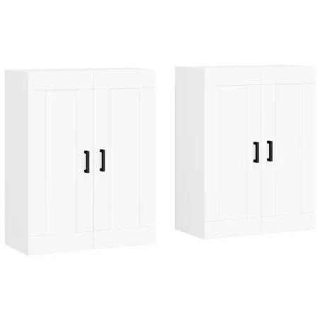 Armoires murales 2 pcs blanc bois d'ingénierie