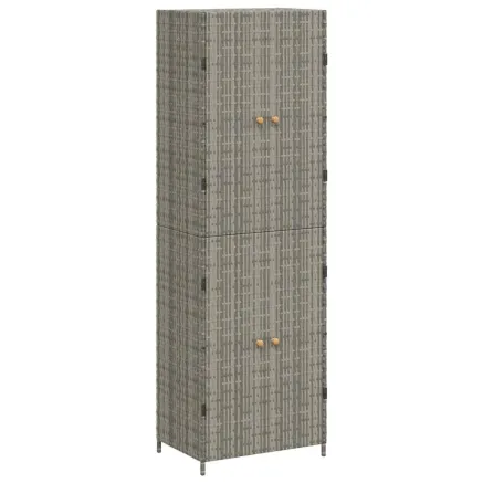 Armoire de rangement jardin Gris 59x40x180 cm Résine tressée 2