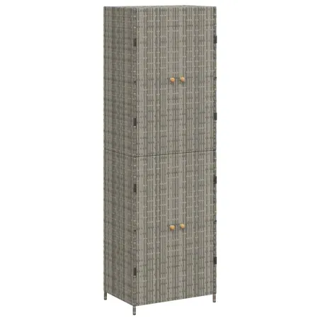 Armoire de rangement jardin Gris 59x40x180 cm Résine tressée