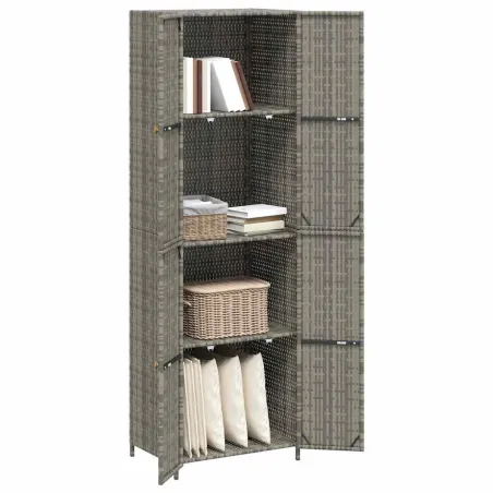 Armoire de rangement jardin Gris 59x40x180 cm Résine tressée