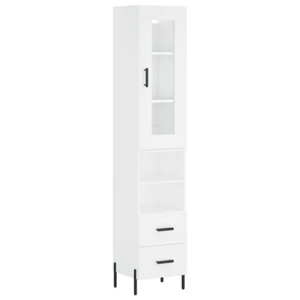 Buffet haut Blanc 34,5x34x180 cm Bois d'ingénierie 2