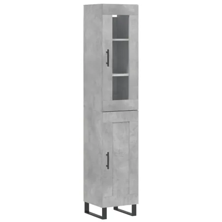 Buffet haut Gris béton 34,5x34x180 cm Bois d'ingénierie 2