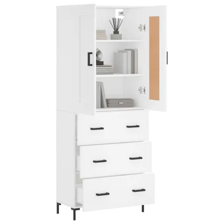 Buffet haut Blanc 69,5x34x180 cm Bois d'ingénierie