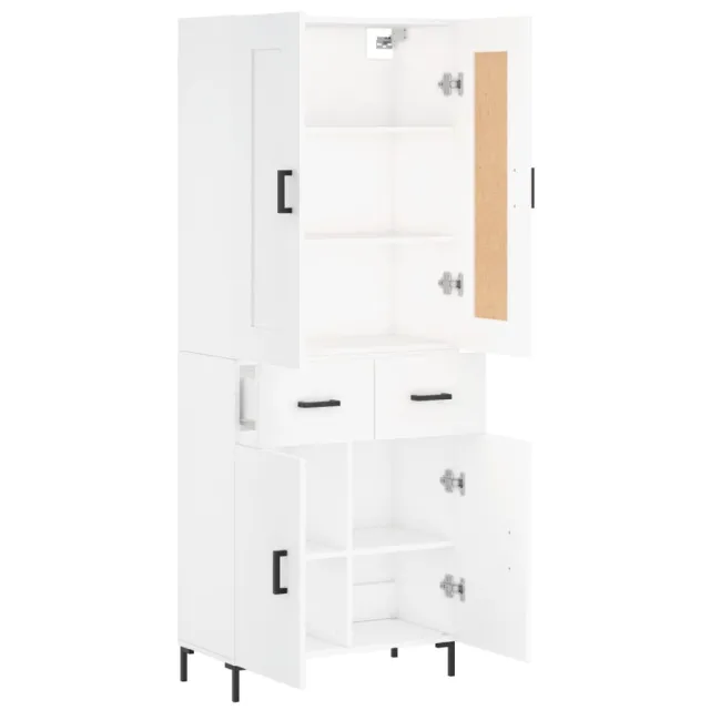 Buffet haut Blanc 69,5x34x180 cm Bois d'ingénierie