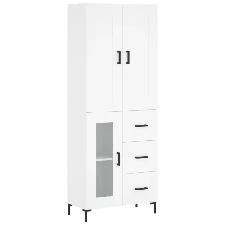 Buffet haut Blanc 69,5x34x180 cm Bois d'ingénierie