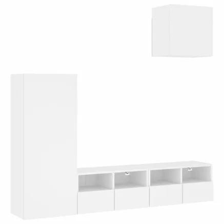 Unités murales TV 4 pcs blanc bois d'ingénierie 2