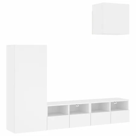 Unités murales TV 4 pcs blanc bois d'ingénierie