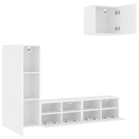 Unités murales TV 4 pcs blanc bois d'ingénierie