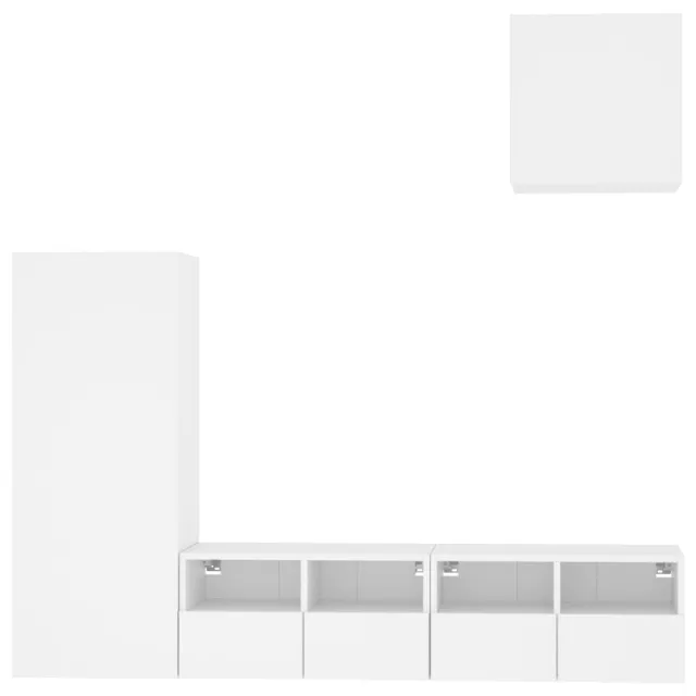 Unités murales TV 4 pcs blanc bois d'ingénierie