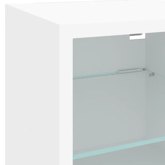 Unités murales TV avec LED 6 pcs blanc bois d'ingénierie