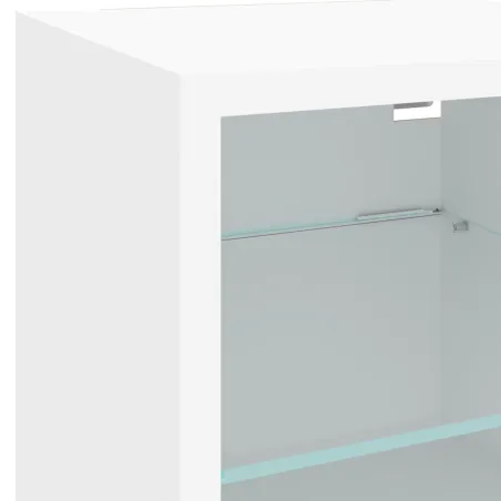 Unités murales TV avec LED 6 pcs blanc bois d'ingénierie