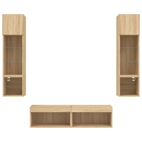 Unités murales TV avec LED 6 pcs chêne sonoma bois d'ingénierie