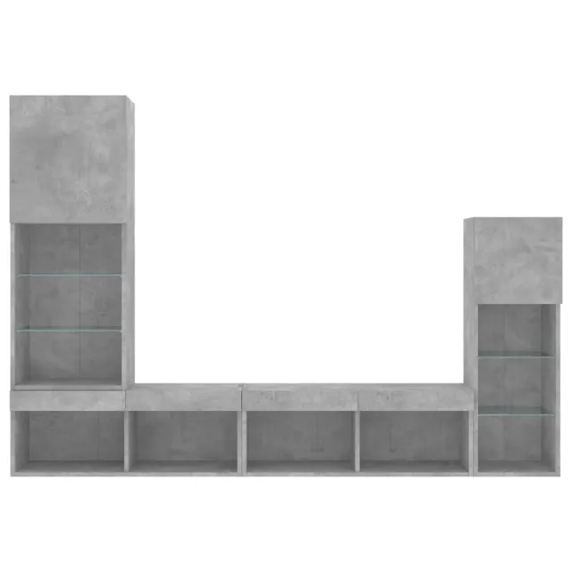 Unités murales TV avec LED 4 pcs gris béton bois d'ingénierie