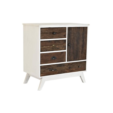 Cassettiera DKD Home Decor Metallo Bianco Coloniale Marrone scuro Legn