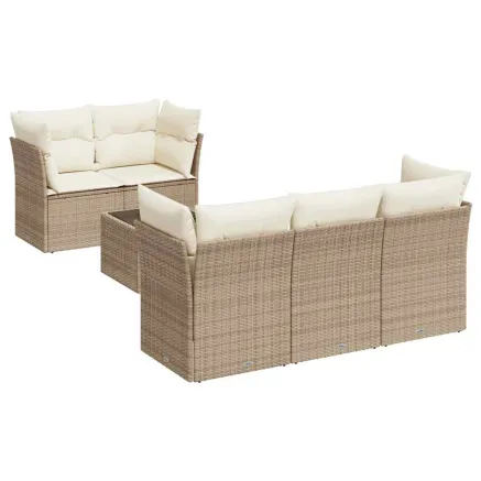 Salon de jardin avec coussins 6 pcs beige résine tressée 2