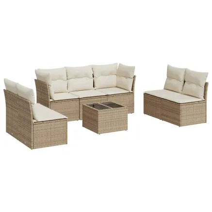Salon de jardin avec coussins 8 pcs beige résine tressée 2