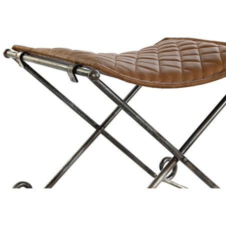 Banc de Pied de Lit DKD Home Decor Noir Métal Marron Cuir (53 x 45 x
