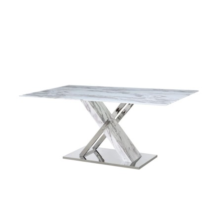 Eettafel DKD Home Decor Kristal Zilverkleurig Grijs Staal Wit 180 x 90