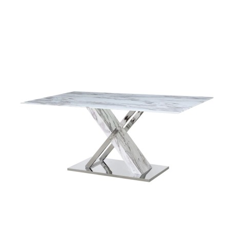 Esstisch DKD Home Decor Kristall Silberfarben Grau Stahl Weiß 180 x 9