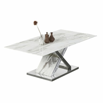 Mesa de Comedor DKD Home Decor Cristal Plateado Gris Acero Blanco 180 2