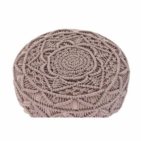 Reposapiés DKD Home Decor Natural Rosa claro Madera Boho Macramé 53