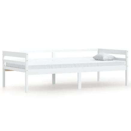 Cadre de lit sans matelas blanc bois de pin massif 90x200 cm 2