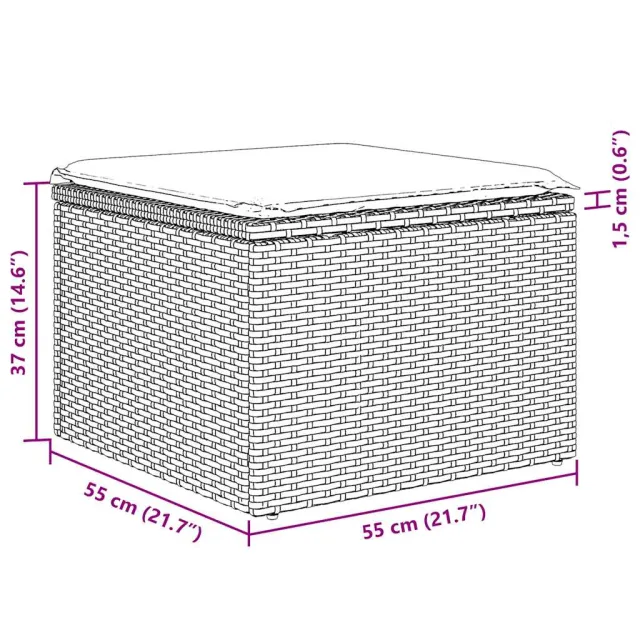 Salon de jardin avec coussins 6 pcs marron résine tressée