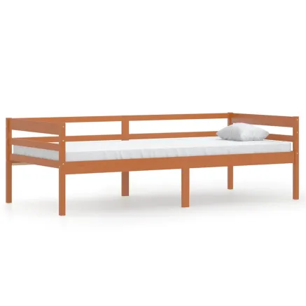 Cadre de lit sans matelas Marron miel Bois pin massif 90x200 cm 2