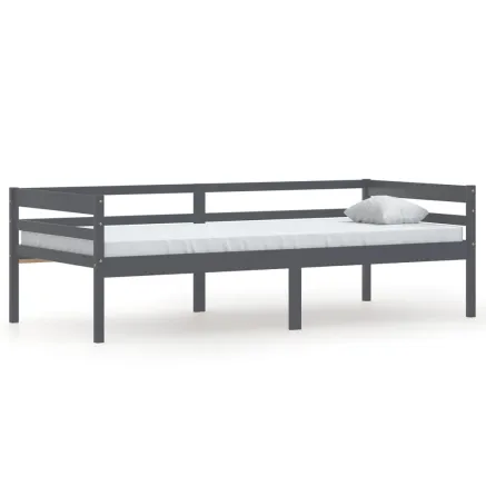 Cadre de lit sans matelas gris foncé bois pin massif 90x200cm 2