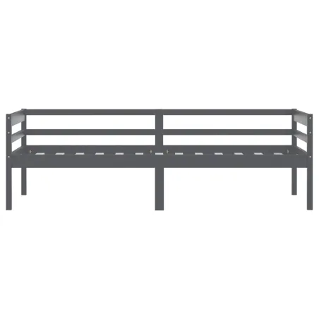 Cadre de lit sans matelas gris foncé bois pin massif 90x200cm