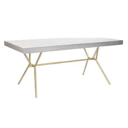 Eettafel DKD Home Decor Grijs Gouden Wit Blik Mangohout (180 x 90 x 76