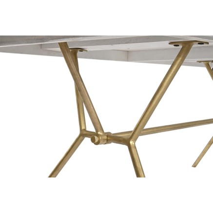 Dining Table DKD Home Decor Grey Golden White Brass Mango wood (180 x 2