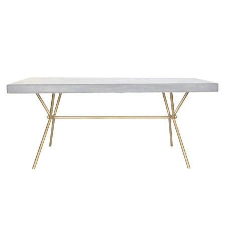 Dining Table DKD Home Decor Grey Golden White Brass Mango wood (180 x