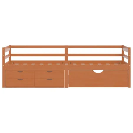 Cadre de lit avec rangement sans matelas marron miel 90x200 cm
