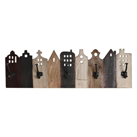 Perchero de Pared DKD Home Decor Blanco Natural Marrón oscuro Madera
