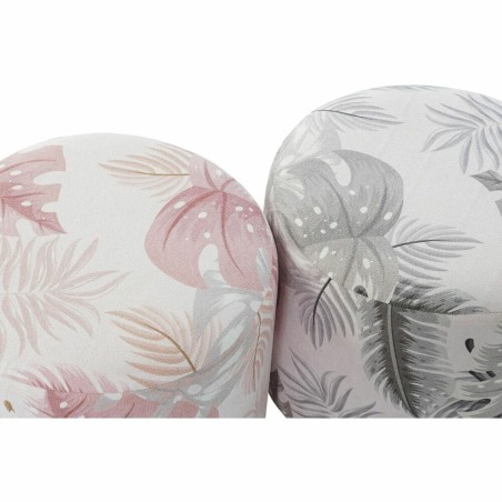 Voetensteun DKD Home Decor Grijs Gouden Hout Polyester Koraal Tropisch